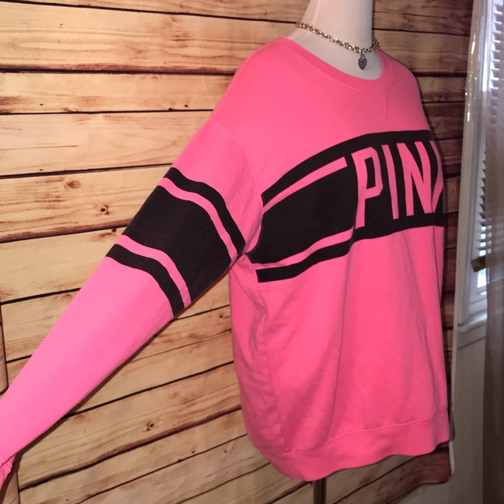 🚫SOLD🚫 VS PINK Pink/Black Varsity Pullover - Picture 3 of 5